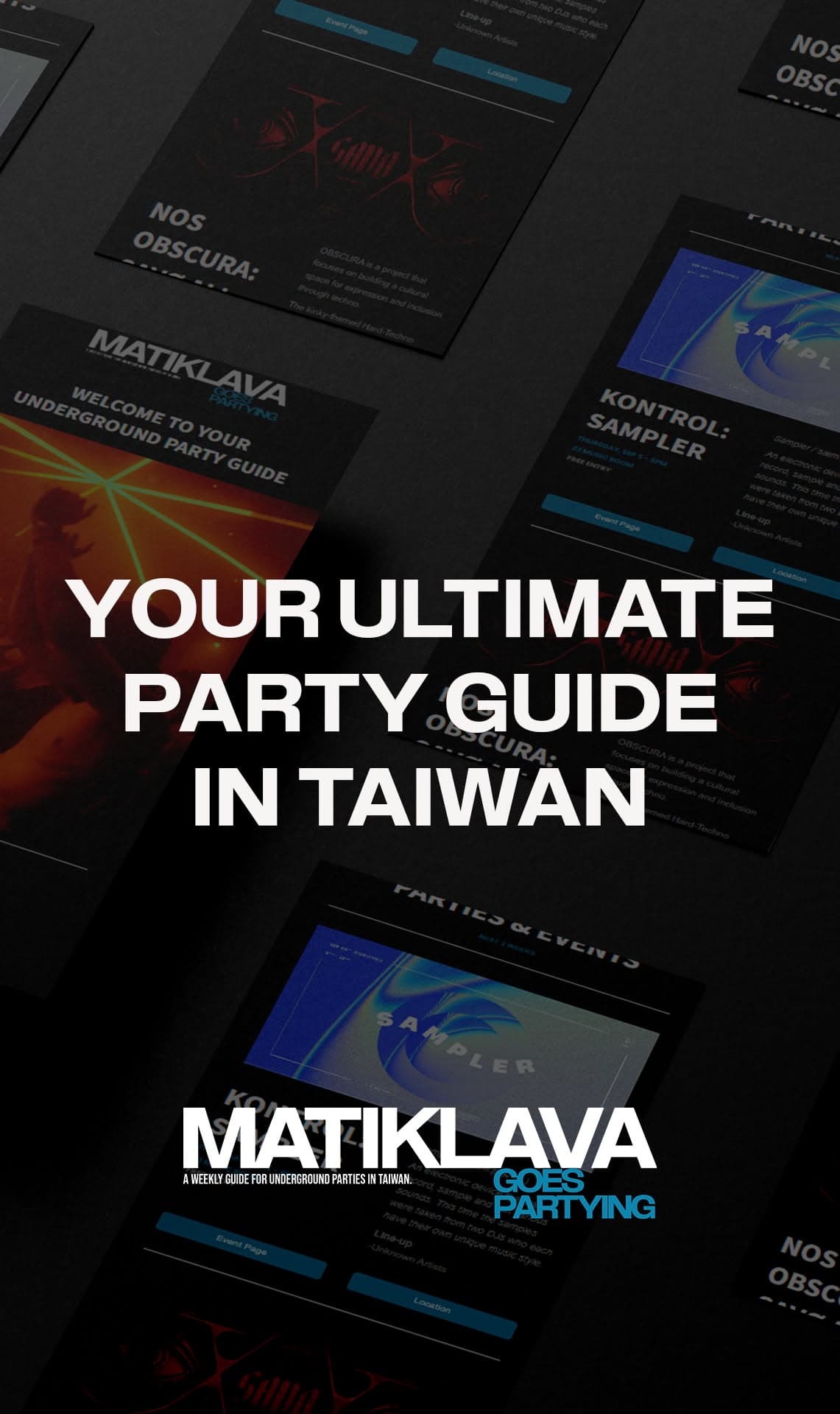 Anuncio de 2024: un mockup del email bajo "Your ultimate party guide in Taiwan"